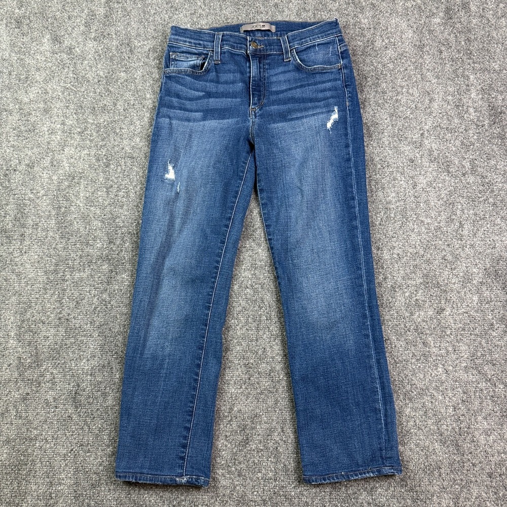 Joe's Jeans Womens Straight Leg Jeans 27 Medium Blue Stretch Distressed Denim